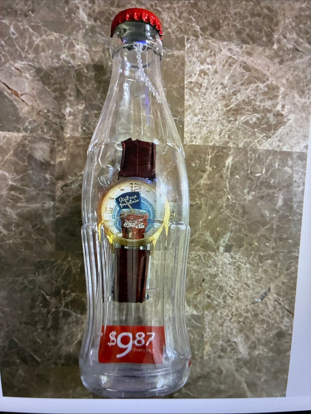 Coca-Cola Watch with Brown Strap in Coke Bottle New Old Stock #55298w